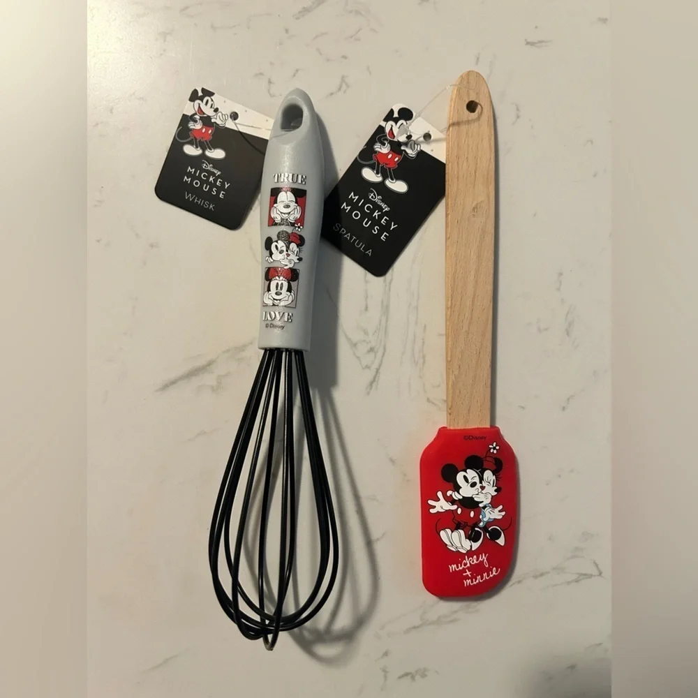 Disney Mickey Mouse Kitchen Utensil Set – Spatula (8.5”) & Whisk (8.5”)- NEW